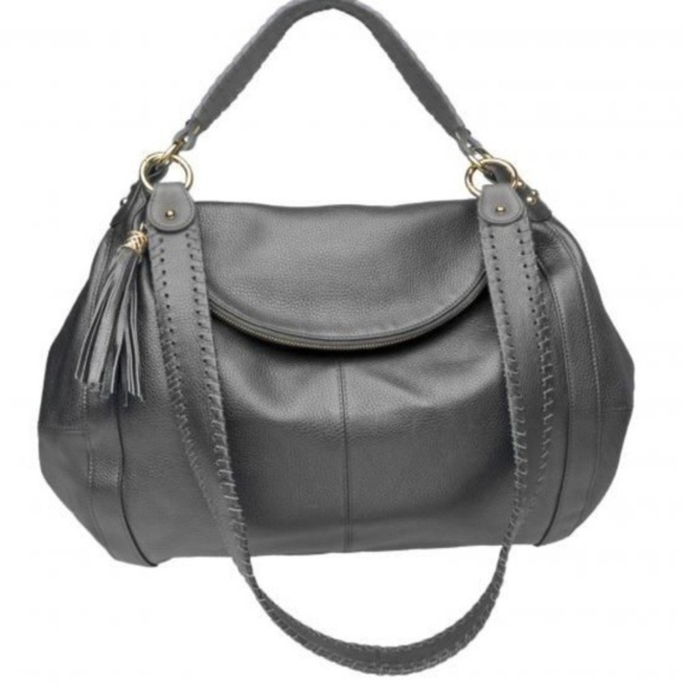 Onna Ehrlich Gray Leather Oversized Hobo Bag